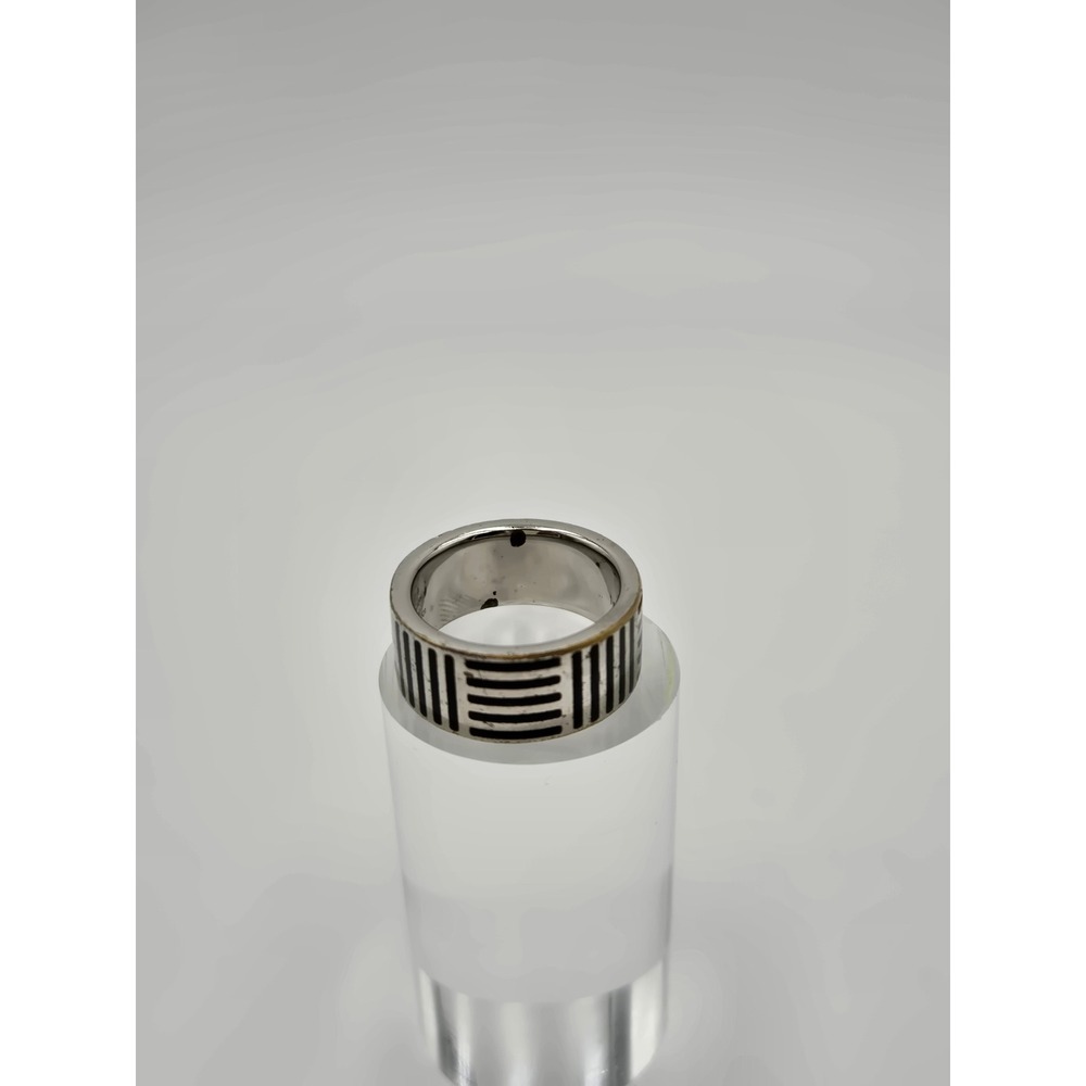 Louis Vuitton Damier Black Silver Tone Ring M62494 US0118 Size 9.5 Mens Band - Picture 8 of 10